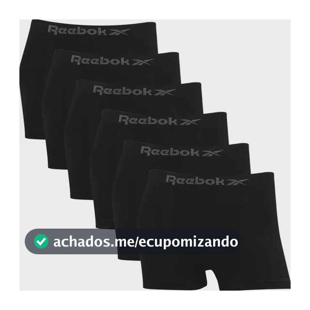 Kit 6 Cuecas Reebok Boxer Microfibra Classic Masculina