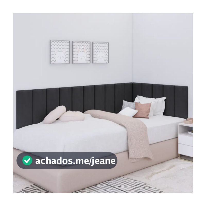 Cabeceira Cama Box Solteiro Montar Em L 15 Módulos 20x45 Preto