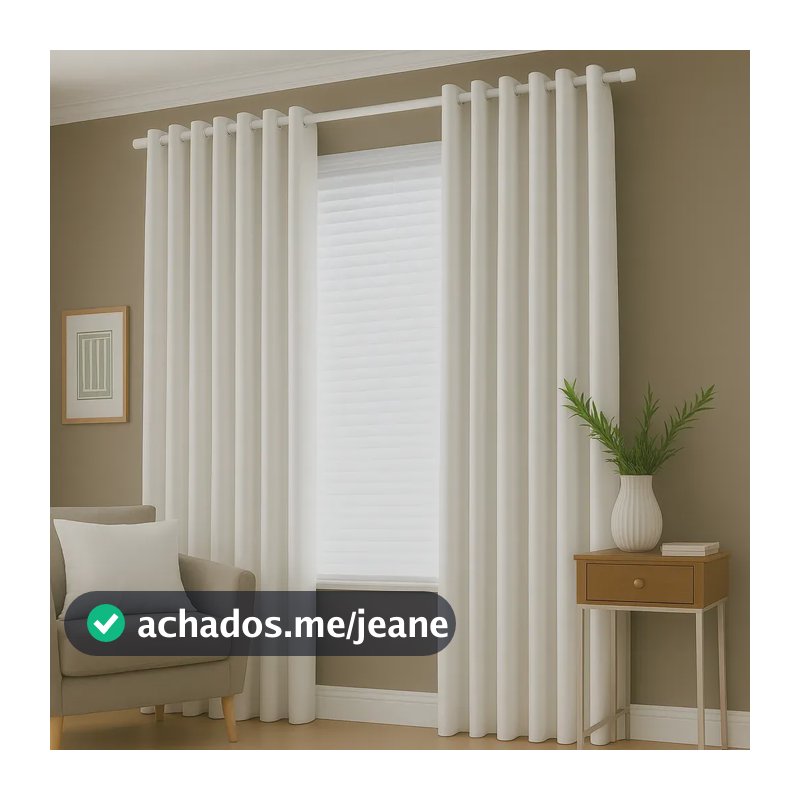 Cortina Sala/quarto 300x280 Tecido Oxford Para Varão Cor Branco