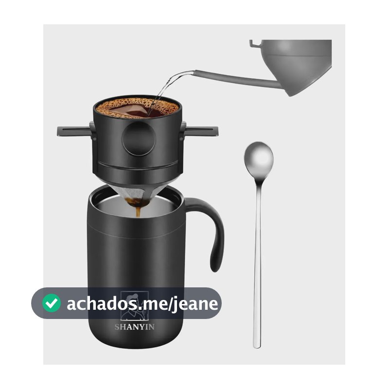 Copo Térmico De 500ml, Ideal Para Café Coado,aço Inoxidável Preto Garrafa Térmica De Café