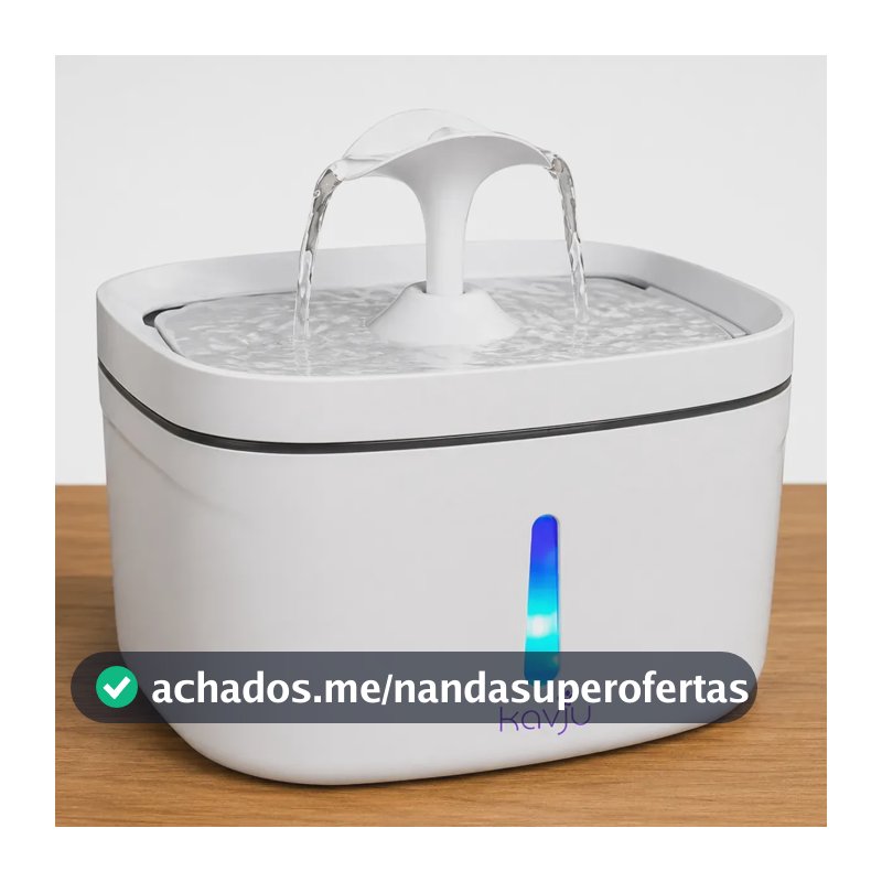 Bebedouro Kvju Automático Com LED De 2.5L Para Gatos E Cães