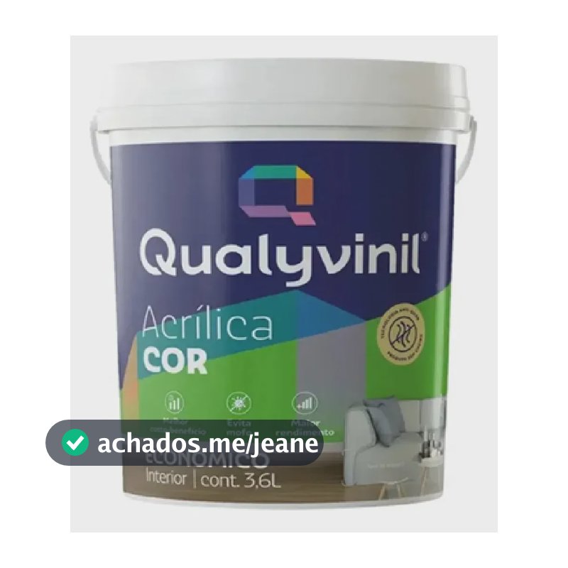 Tinta Acrilica Economica 3,6l Qualyvinil Galao Cores Branco Fosco