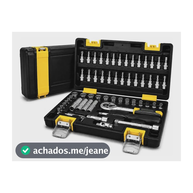 Jogo Soquetes E Bits 1/4 57 Peças Cr-v Com Maleta - Titanium Preto