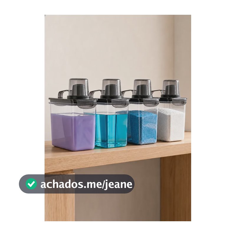 Kit 4 Dispenser Hermético Lavanderia Com Dosador 1,9l Fume Fumê