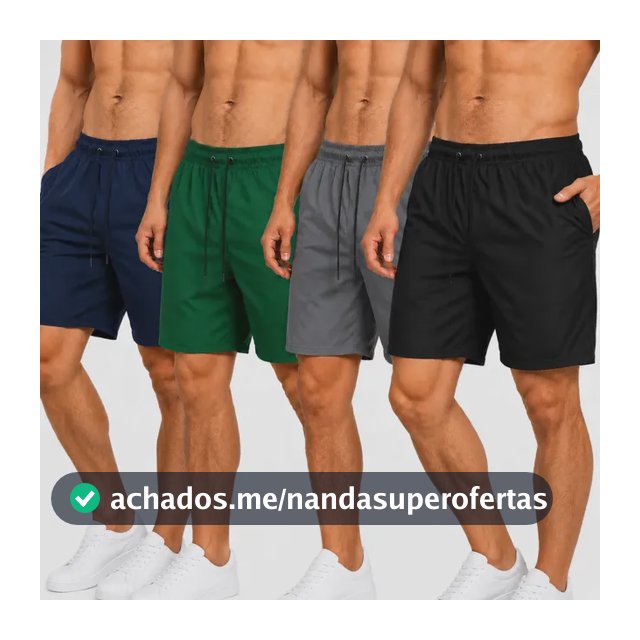 Kit 4 Bermudas Masculinas Bolsos Funcionais Treino Academia