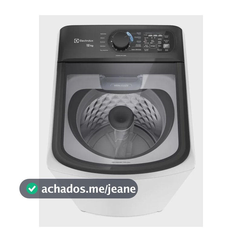 Máquina de Lavar Electrolux Efficient 12kg Branca Compacta, Econômica e Pré-diluição (LET12)