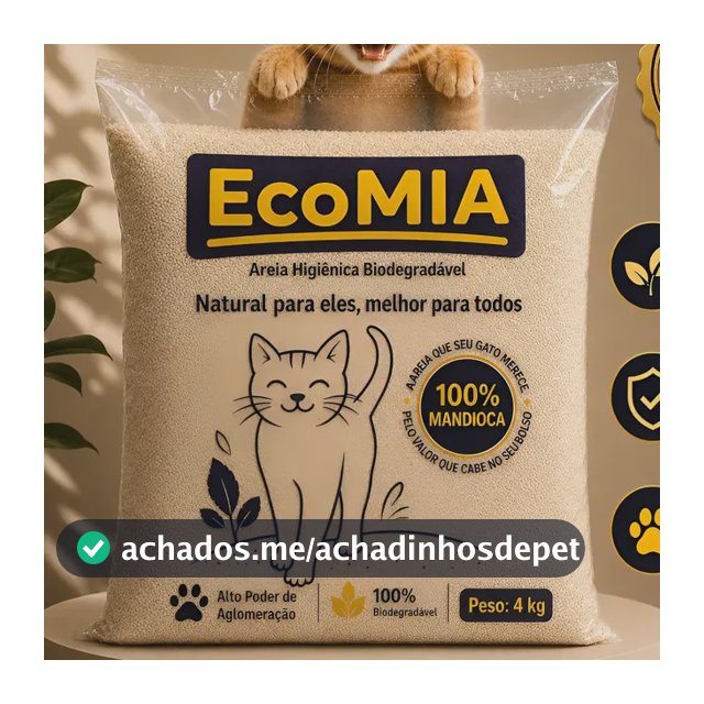 Areia Biodegradável Ecomia 4kg Feita De Mandioca Natural