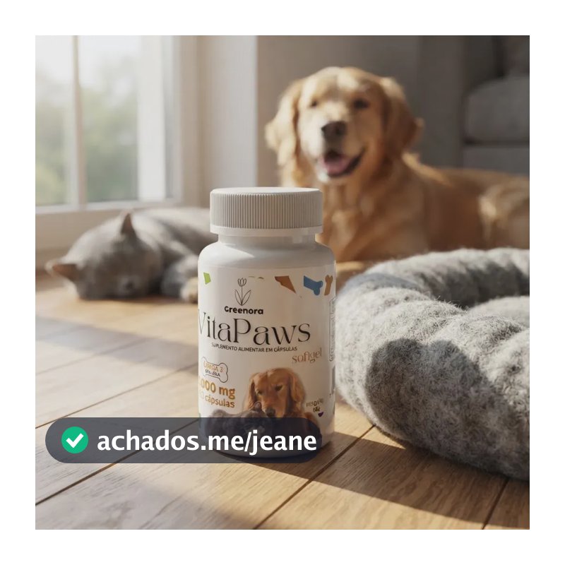 Ômega 3 Greenora para Cães e Gatos 1000mg EPA DHA Sabor Salmão 60 Cápsulas