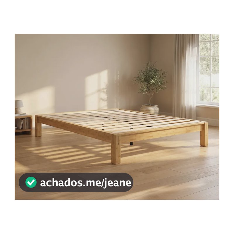 Cama Luuna Bambu Queen, Design Natural, Fácil Montagem,