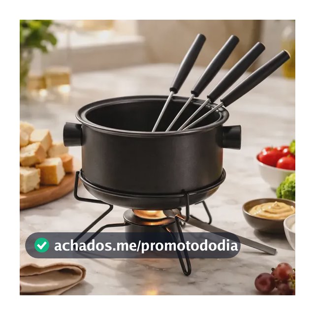 Conjunto De Fondue Panela Antiaderente Preto 700ml 7pcs - Le Roux