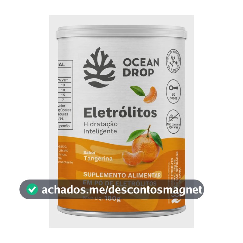 Eletrólitos Ocean Drop Sódio Potássio Fósforo Magnésio Eletrolitos 180g Sabor Tangerina