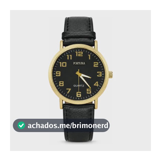 Relógio De Pulso Masculino Minimalista Old Money Fortuna Preto Cx Dourada E Preto