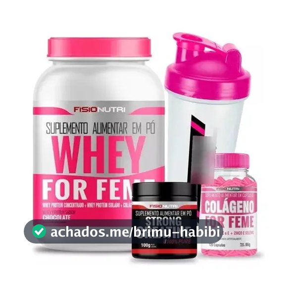 Combo Feminino 1 Whey + 1 Colágeno + 1 Creatina + Sabor Morango