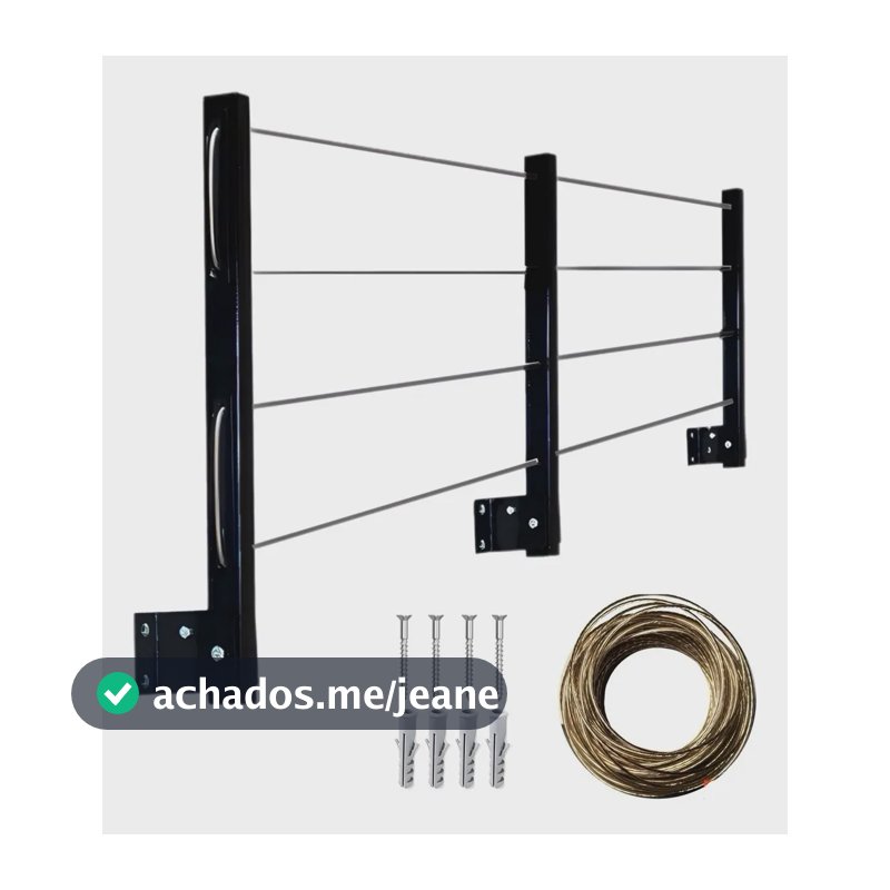 Varal De Roupa Reforçado Suporta até 80 Kg Dobrável 3 Hastes Fortmaq Cor Preto