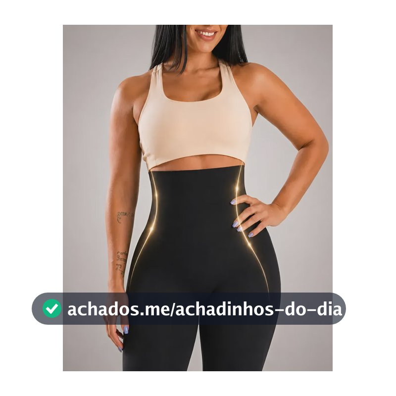 Calça Legging Modeladora Cós 21cm Suplex Zero Transparência Preto Black G