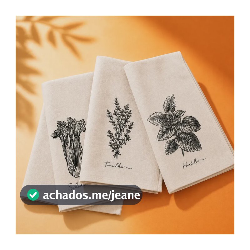 Pano De Prato Cru Estampas De Temperos Ecológico 10 Unidades Cru Linha Temperos