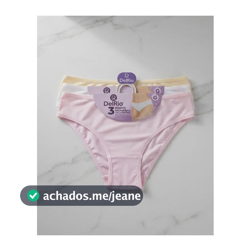 Calcinha Biquini Em Microfibra  Del Rio Kit Com 3 Rosa Branca E Amarela Liso G