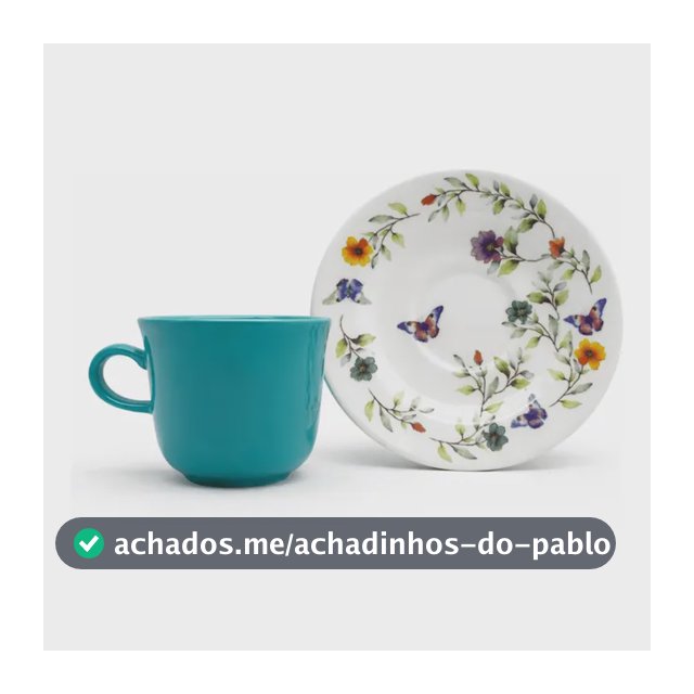 Xícara Chá C/pires Botanique 260ml Cerâmica Mesa Posta  Lyor