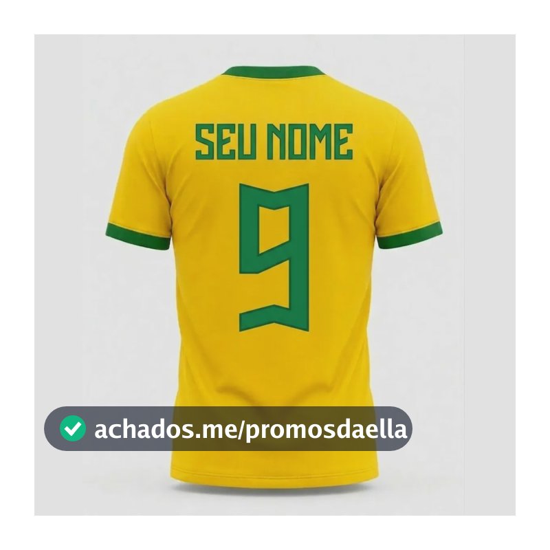 Blusa Feminina Brasil Copa Personalizada Com Nome Dryfit Top Amarelo Brasil-nome P Estampa Localizada