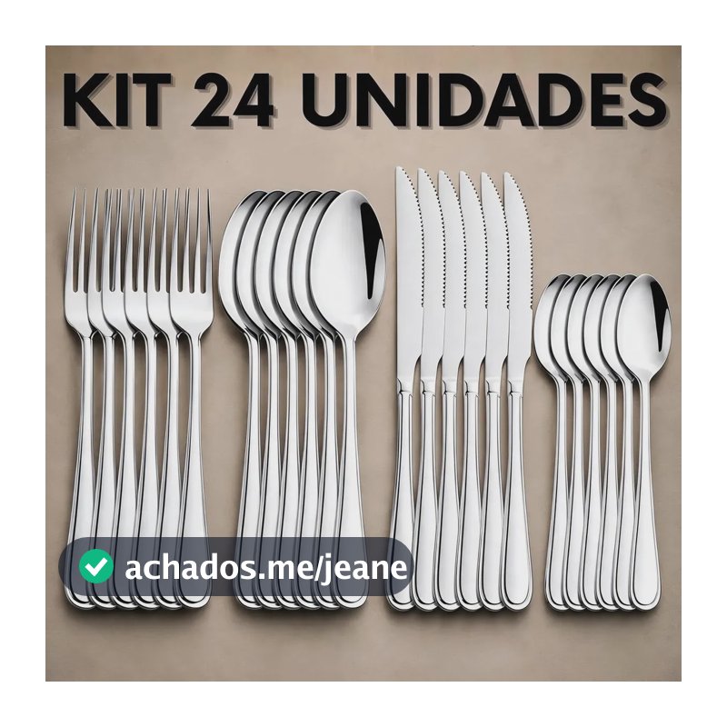 Jogo De Talheres 24 Peças Aço Inox Garfo Faca E Colheres Prateado