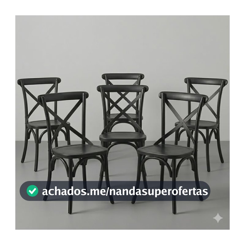 Kit 6 Cadeira Paris Katrina Cozinha Varanda Barzinho Gourmet Arabesco Preto