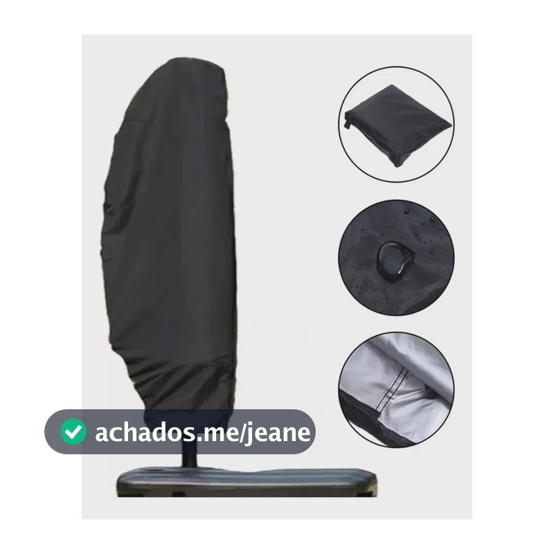 Capa Protetora Ombrelone Guarda Sol Curvado Prova Dagua 3m Preto Liso