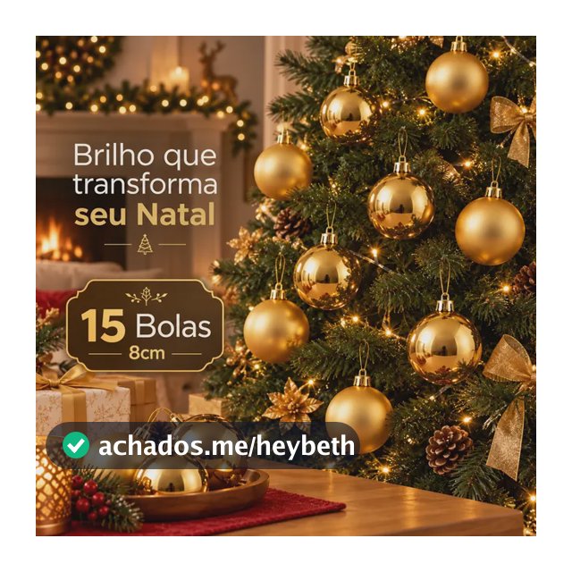 Kit 15 Bolas Enfeite Árvore De Natal 8cm Bolinhas Grandes