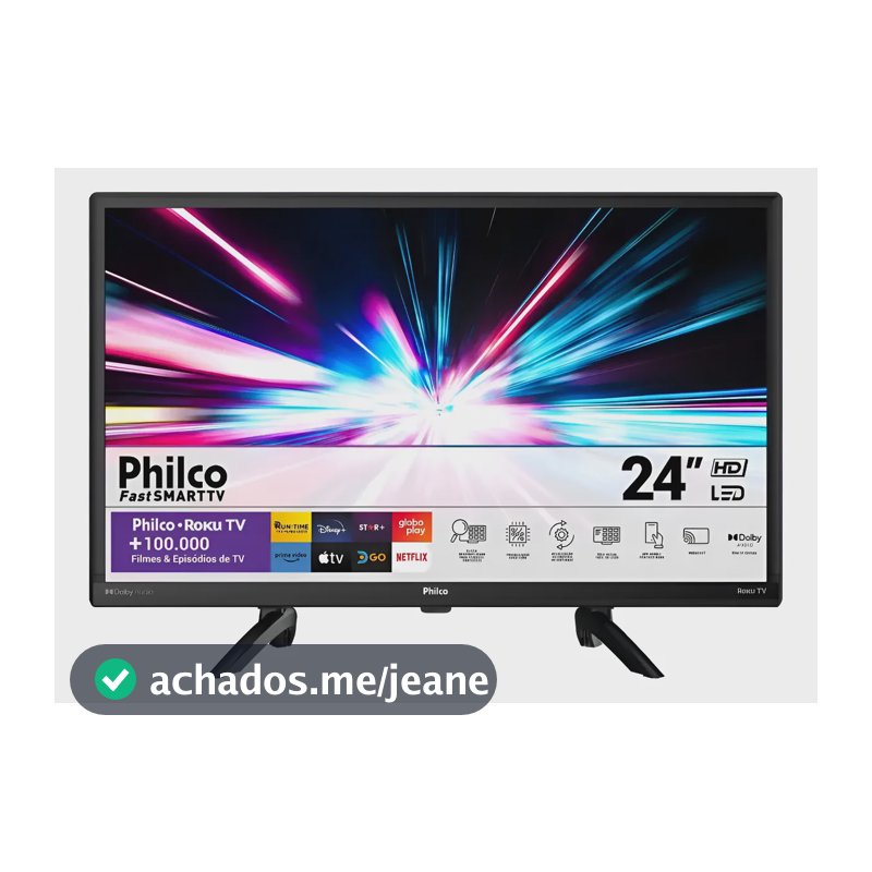 Smart Tv 24 Polegadas Hd Roku Tv Preta Philco Bivolt