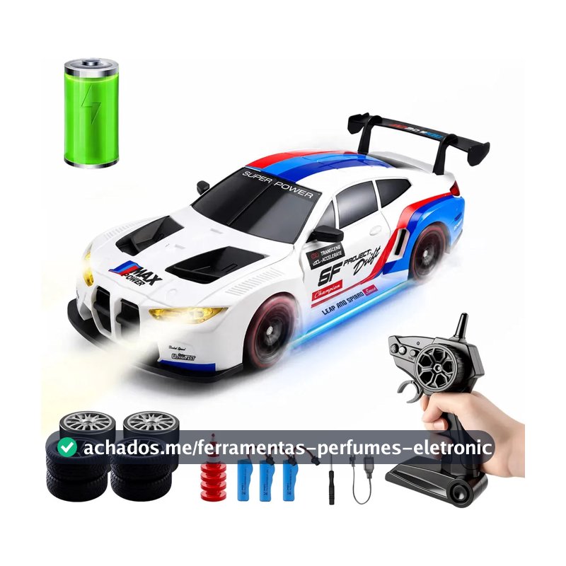Carro de Controle Remoto Fallove 4x4 para Drift e Corrida com 3 Baterias e 2 Jogos de Pneus