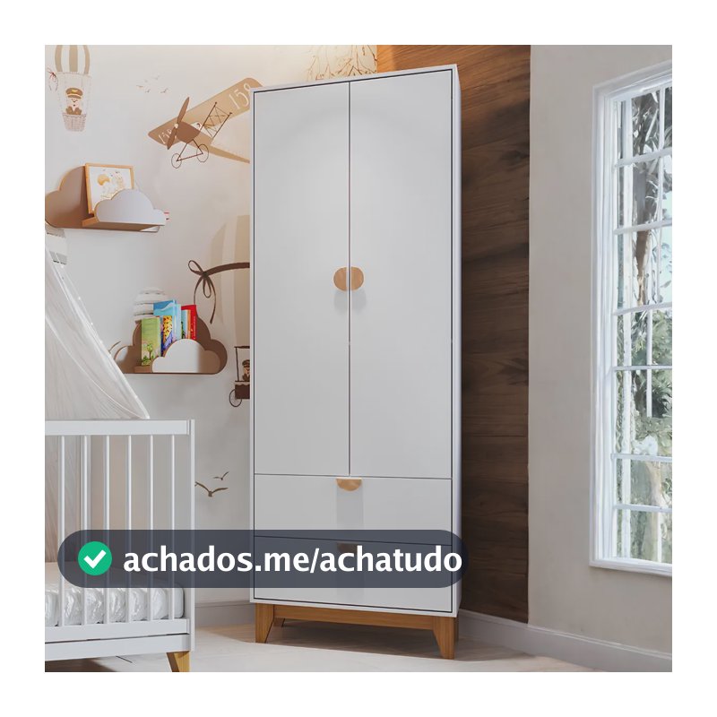 Guarda-roupa 2 Portas 2 Gavetas Magia Branco Eh Branco