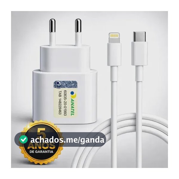 Carregador 30w Turbo Para iPhone 8 X Xr 11 12 13 14 Pro Max Fonte Usb C Cor Branca Dtimp