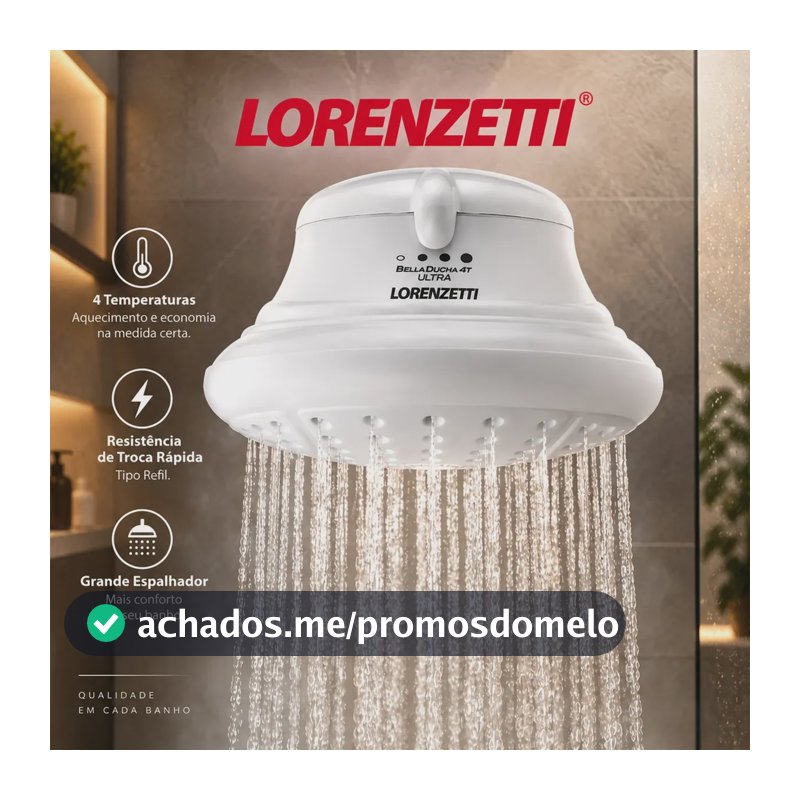 Chuveiro Lorenzetti Bella Ducha 4T Ultra para Parede