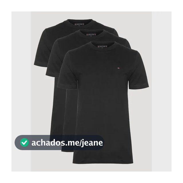 Kit Camisetas Tommy Hilfiger Masculina Essential Preta 3un