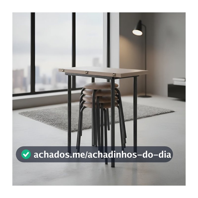 Conjunto Mesa Quadrada 4 Cadeiras Dobráveis Ciplafe Expert Aço Capuccino