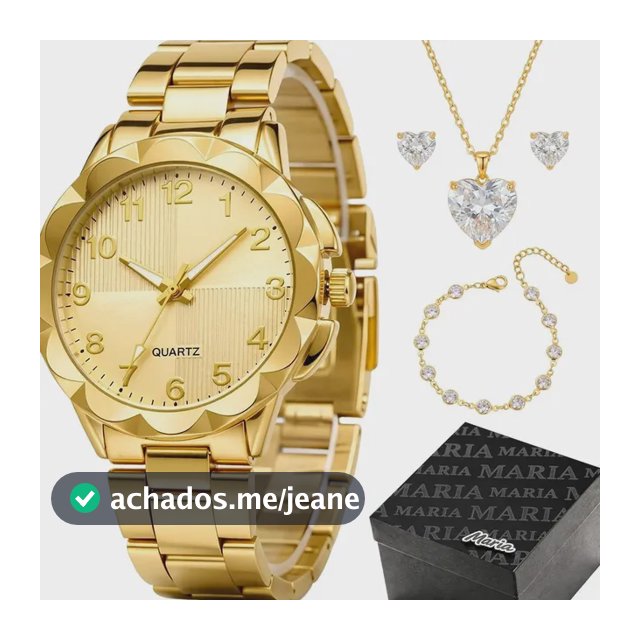 Relogio Feminino Prova Dagua Banhado + Colar + Pulseira Dourado