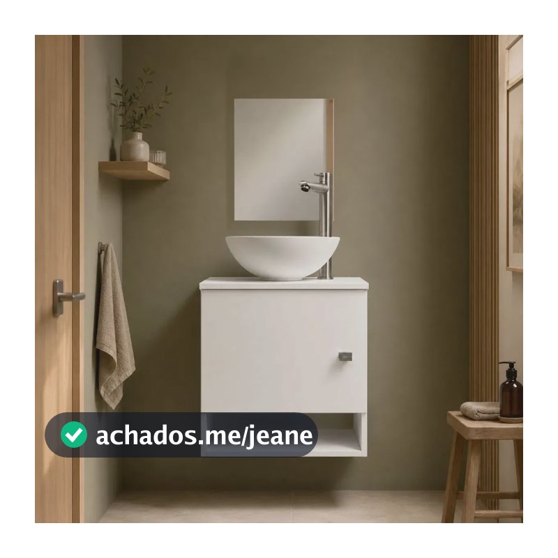 Gabinete Para Banheiro 40cm Com Cuba E Espelho Armário Suspenso Lavabo Completo