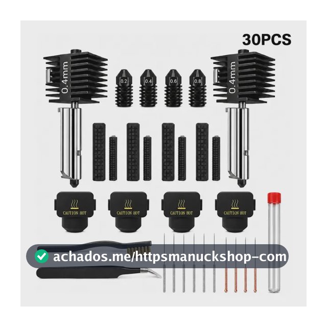 Kit 30 peças Bico 0.4mm Compatível bambu lab A1 / A1 Mini Acessorios Para Impressora 3d com Pincel E pinça E Agulha De Limpeza E Bico 0.2/0.4/0.6/0.8 Suavizador Limpador Silicone