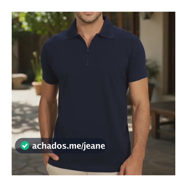 Camisa Polo Masculina Anistia Zíper Slim Algodão Elastano
