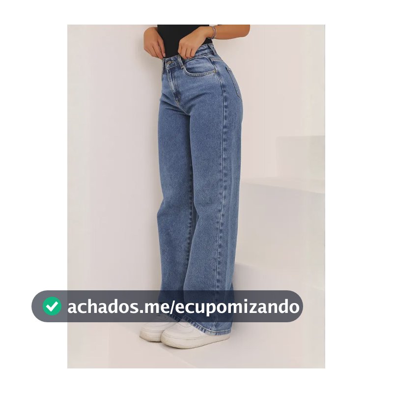 Calça Jeans Wide Leg Feminina Cintura Alta Pantalona Jeans Marmorizado Liso 40