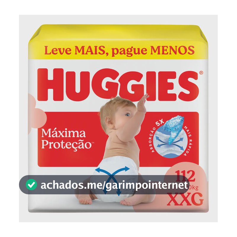Huggies Fralda Descartável Máxima Proteção XXG - 112 Un