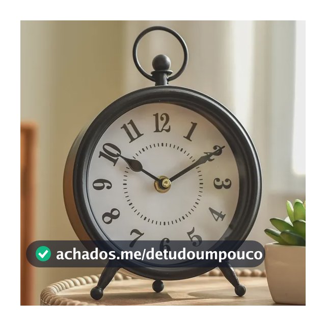 Relógio De Mesa Vintage Preto Sem Tique-taque