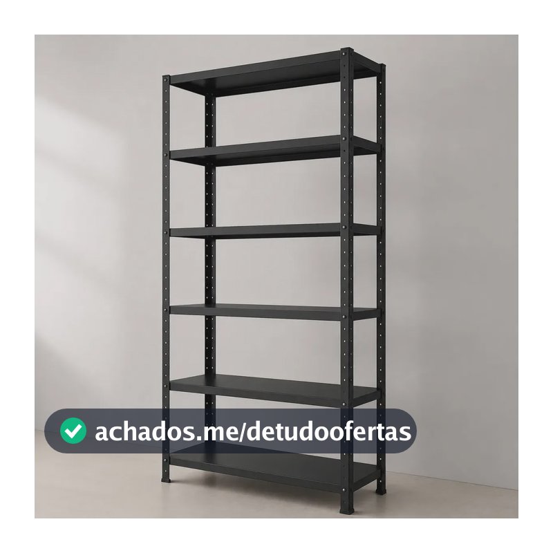 Estante De Aço 6 Prateleiras 198x90cm Multiuso Resistente Preto