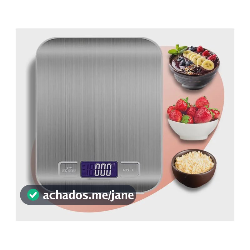 Balança Digital 10kg Aço Inox Para Cozinha E Dieta Pesar Alimentos Portátil De Alta Precisão Prateada A Pilha