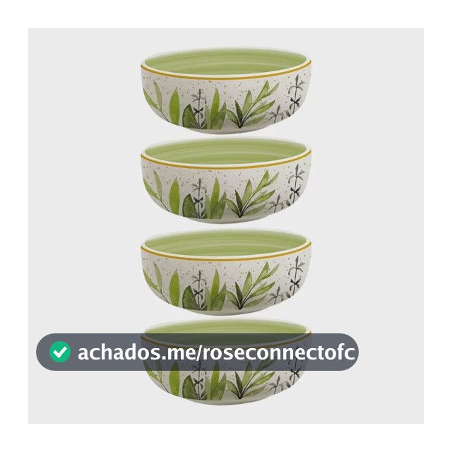 Kit 4 Bowls Cerâmica 620ml 15cm Siena Salgueira Verde E Branco