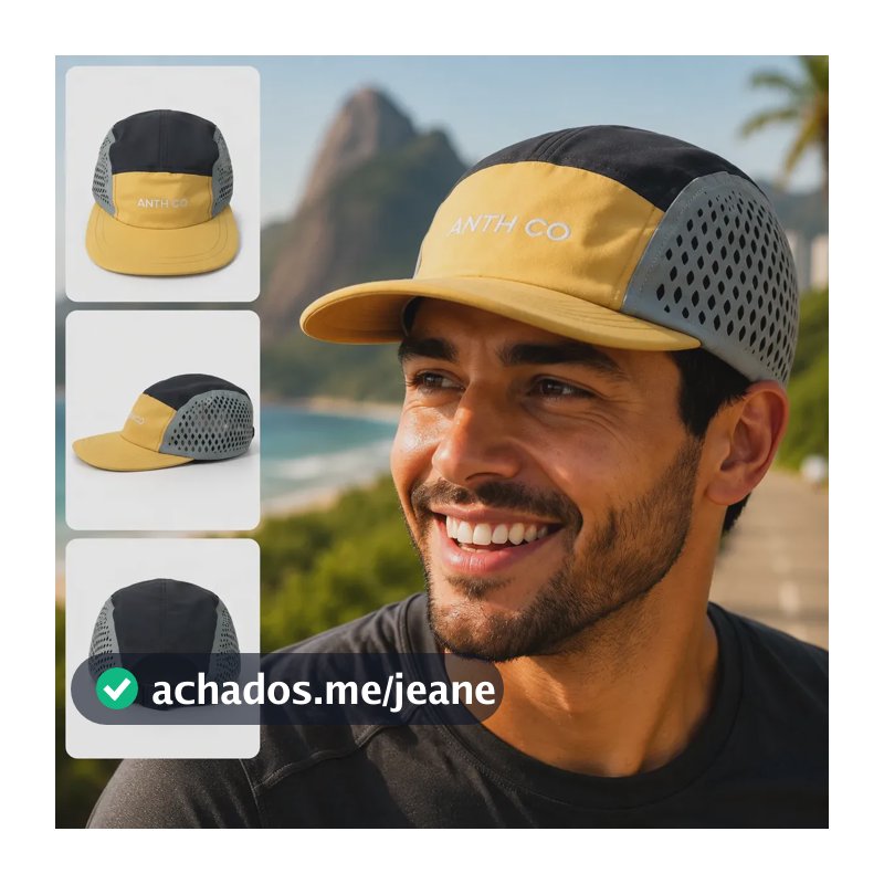Boné Anth Co. Five Panel Impermeável Uv50 Leve Cinza/beje Un Lisa