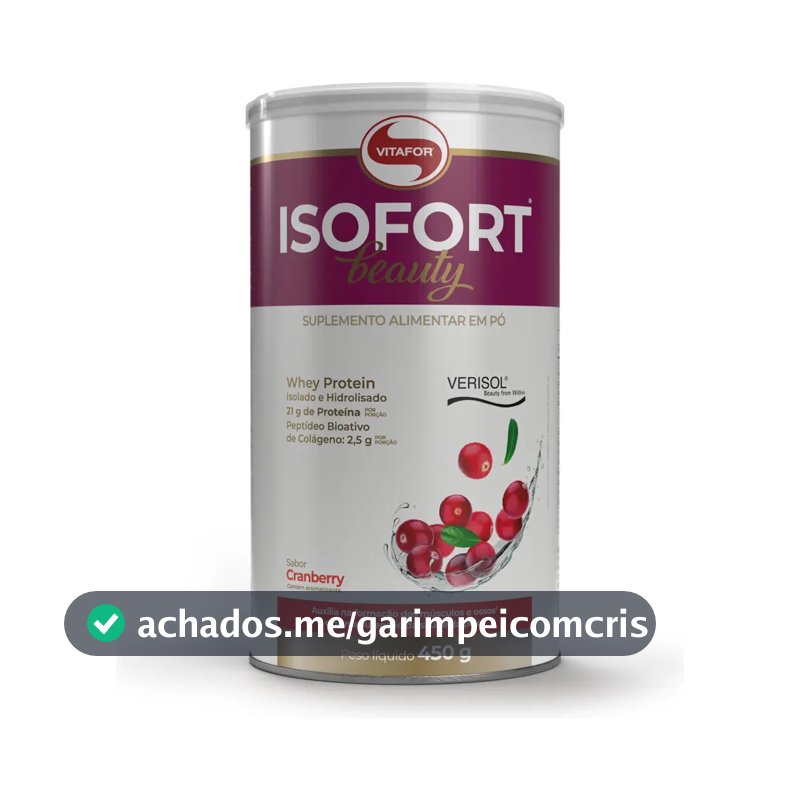 Whey Protein Vitafor Isofort Beauty Isolado e Hidrolisado Cranberry 450 g