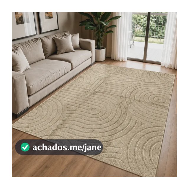 Tapete Moderno 2,0x1,5m Antiderrapante Alto Relevo Sala 2 M 1.5 M Bege