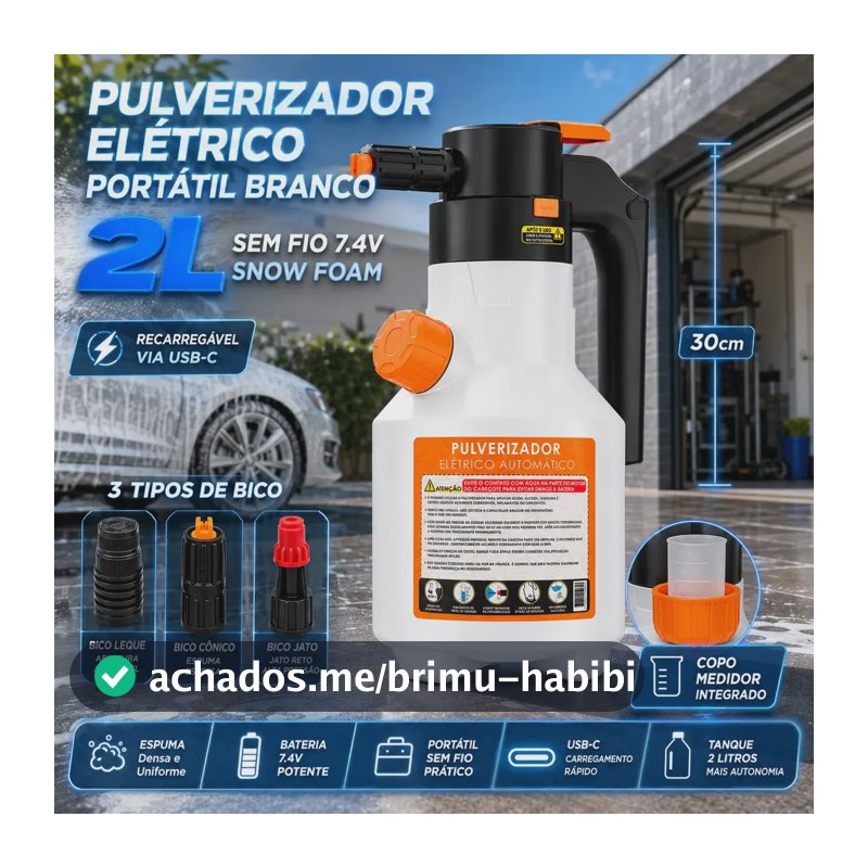 Pulverizador Elétrico de Espuma 2L VERUNTO para Lavagem Automotiva e Jardim