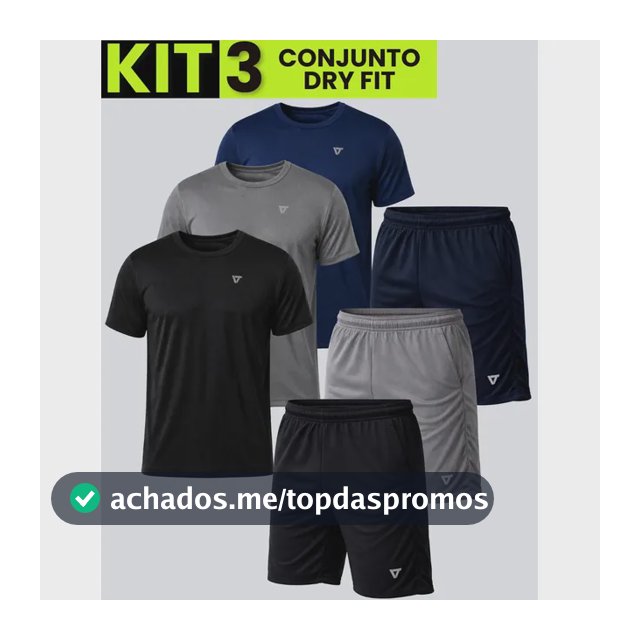 Kit Com 3 Conjuntos Academia Masculino Dry Fit Shorts+camisa