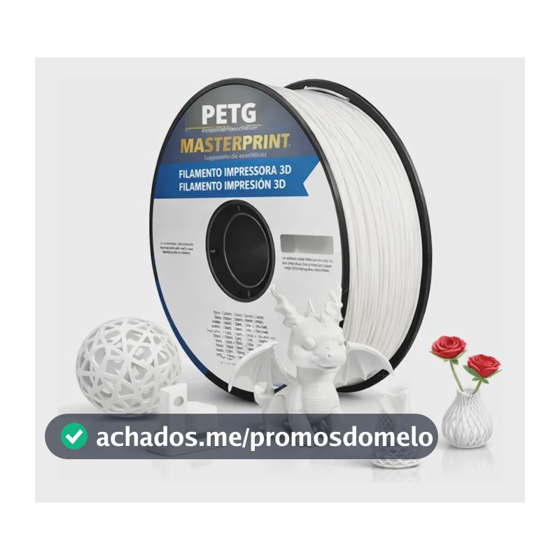 Filamento PETG Masterprint ( ETIQUETA NEUTRA ) 1kg 1,75mm Branco Impressora 3D